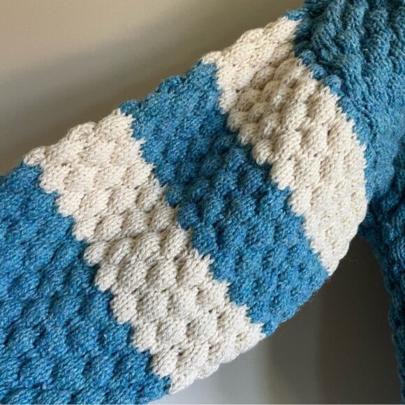 Vintage Hand Made Popcorn Knit Shawl Collar Cardigan Sweater Button Down Unisex - Picture 6 of 8